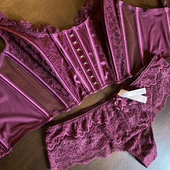 Victoria’s Secret Rouge Pink Dream Angels Lace Unlined Non Wired Corset Bra Top - Picture 5 of 9